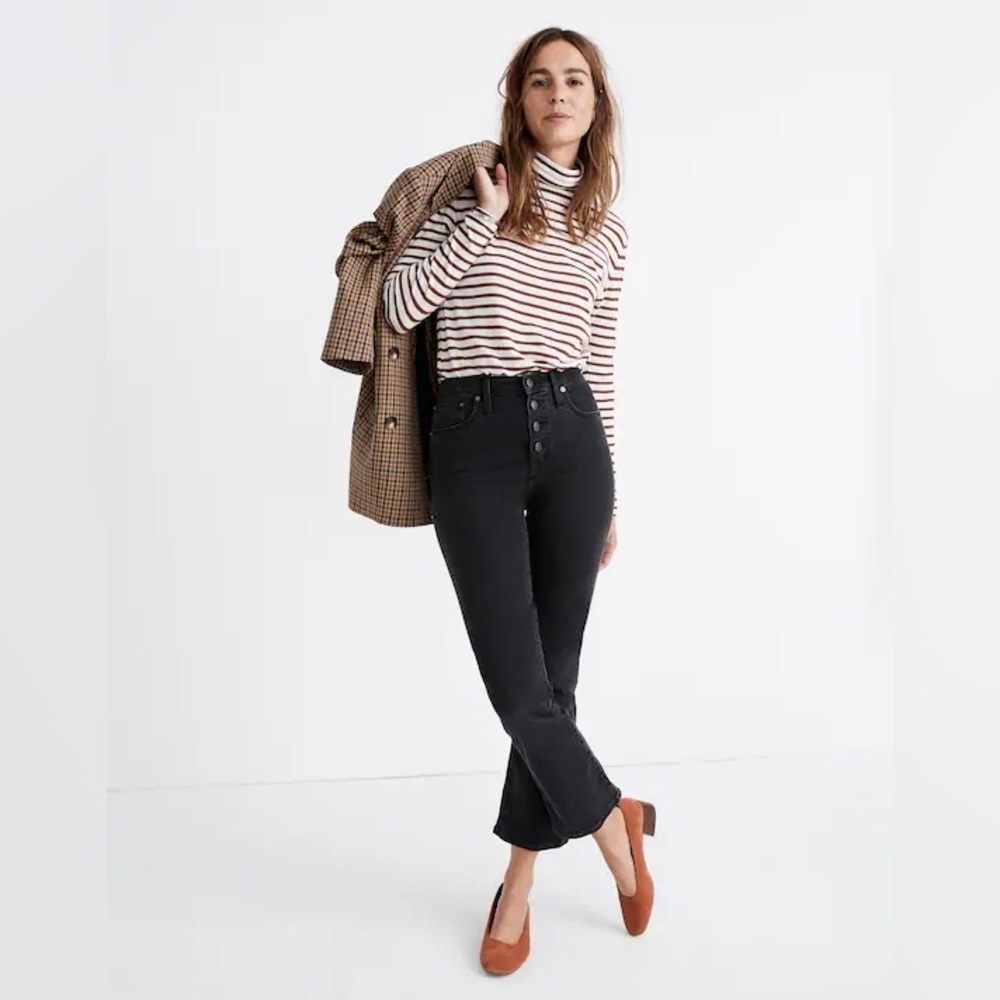 Madewell Cali Button Front Demi-Bootcut Crop Jeans 28